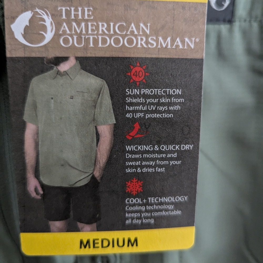 American Outdoorman Men’s Short Sleeve Fishing Shirt - UPF 40, Quick Dry, Medium - Picture 8 of 9